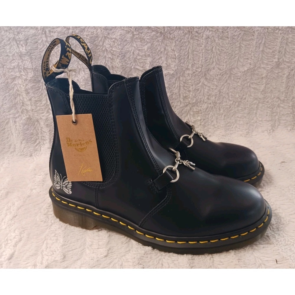 Dr. Martens x Needles Chelsea Boots 2976 Snaffle Black Leather Men's 9 Women 10 - Picture 2 of 11